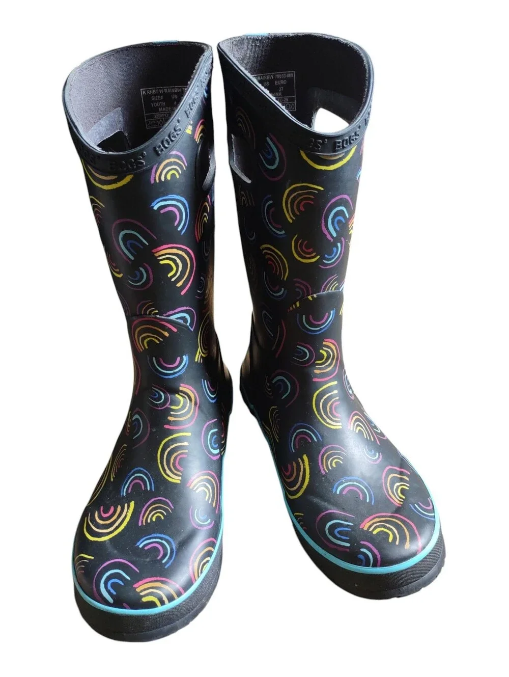 Bogs Bloom Girl's 4 Rainbow Print Rainboots